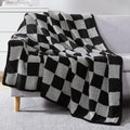 Checkered Throw Blanket Black Grey - Cozy Lightweight 60 x 80
