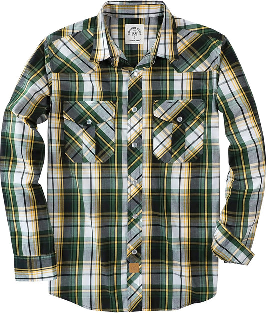Dubinik Pearl Snap Shirts for Men: Vintage Casual Plaid Style