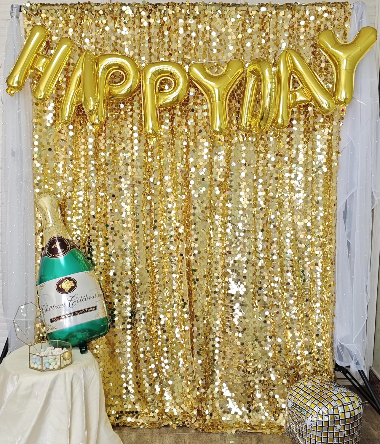 9FTx10FT Gold Large Sequin Backdrop for Stunning Events