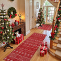 Christmas Small Area Rug Set 2x3 2x6 Red Festival Entryway Rug