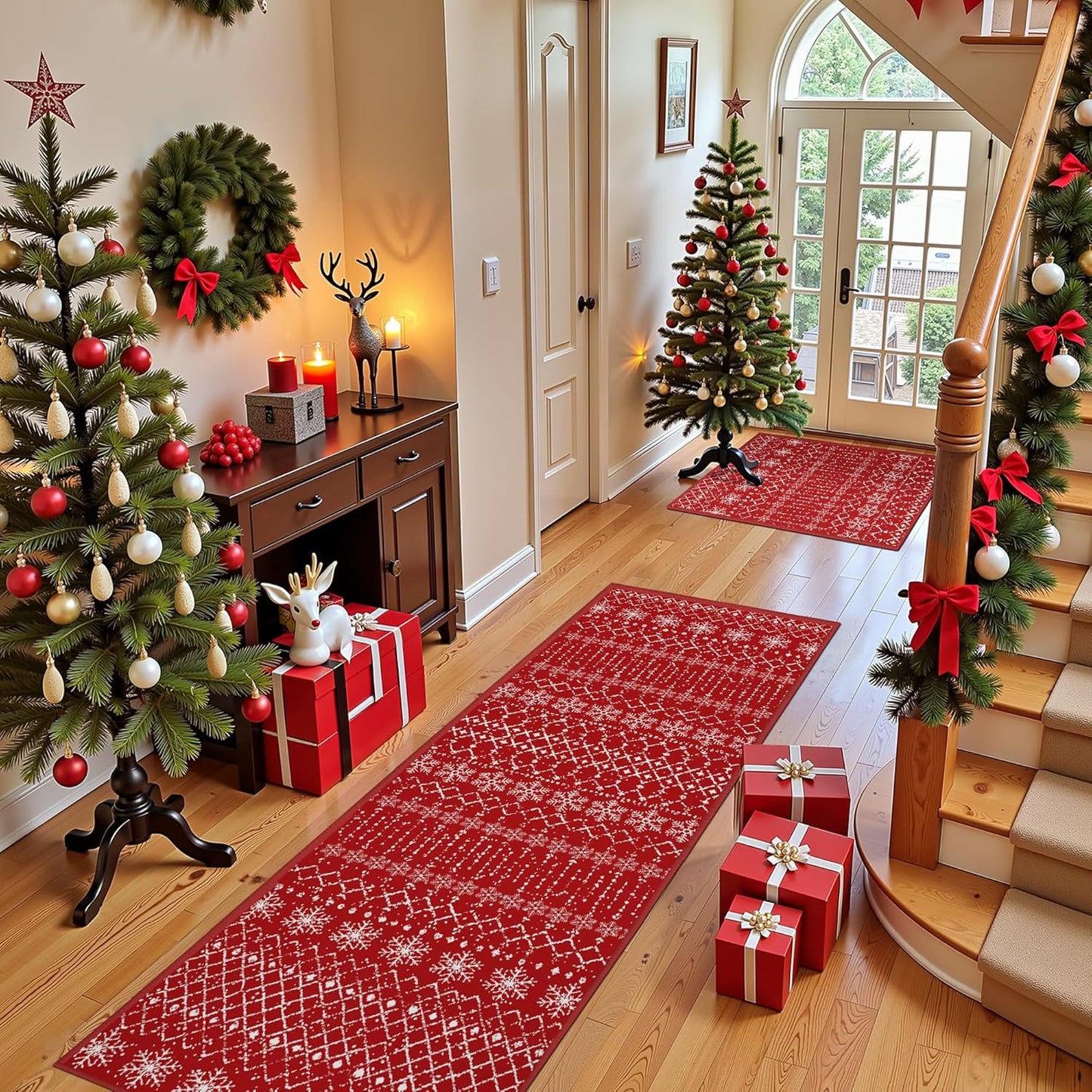Christmas Small Area Rug Set 2x3 2x6 for Festive Decor