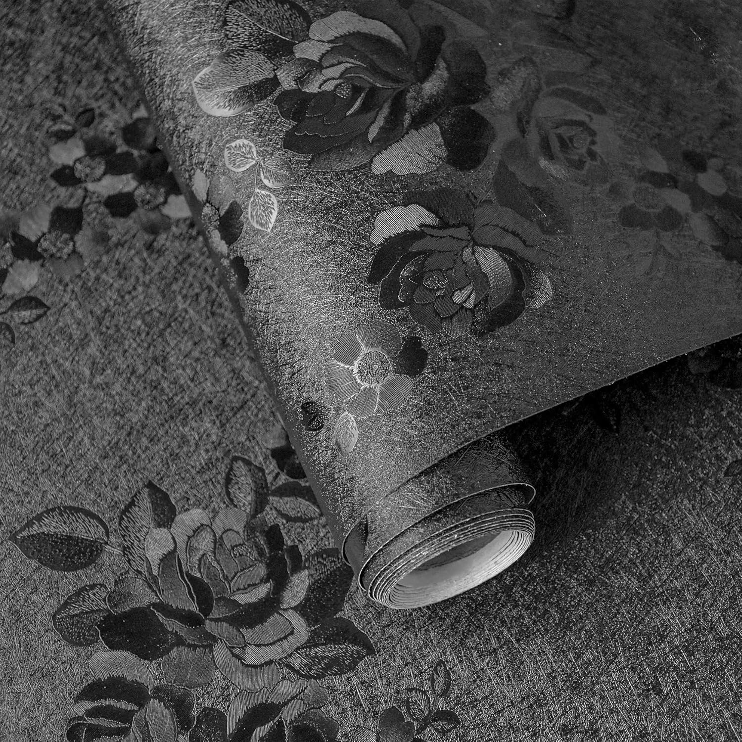 Black Peel and Stick Wallpaper for Cabinets and Furniture