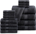 LANE LINEN 100% Cotton Luxury Towel Set - 16 Piece Black