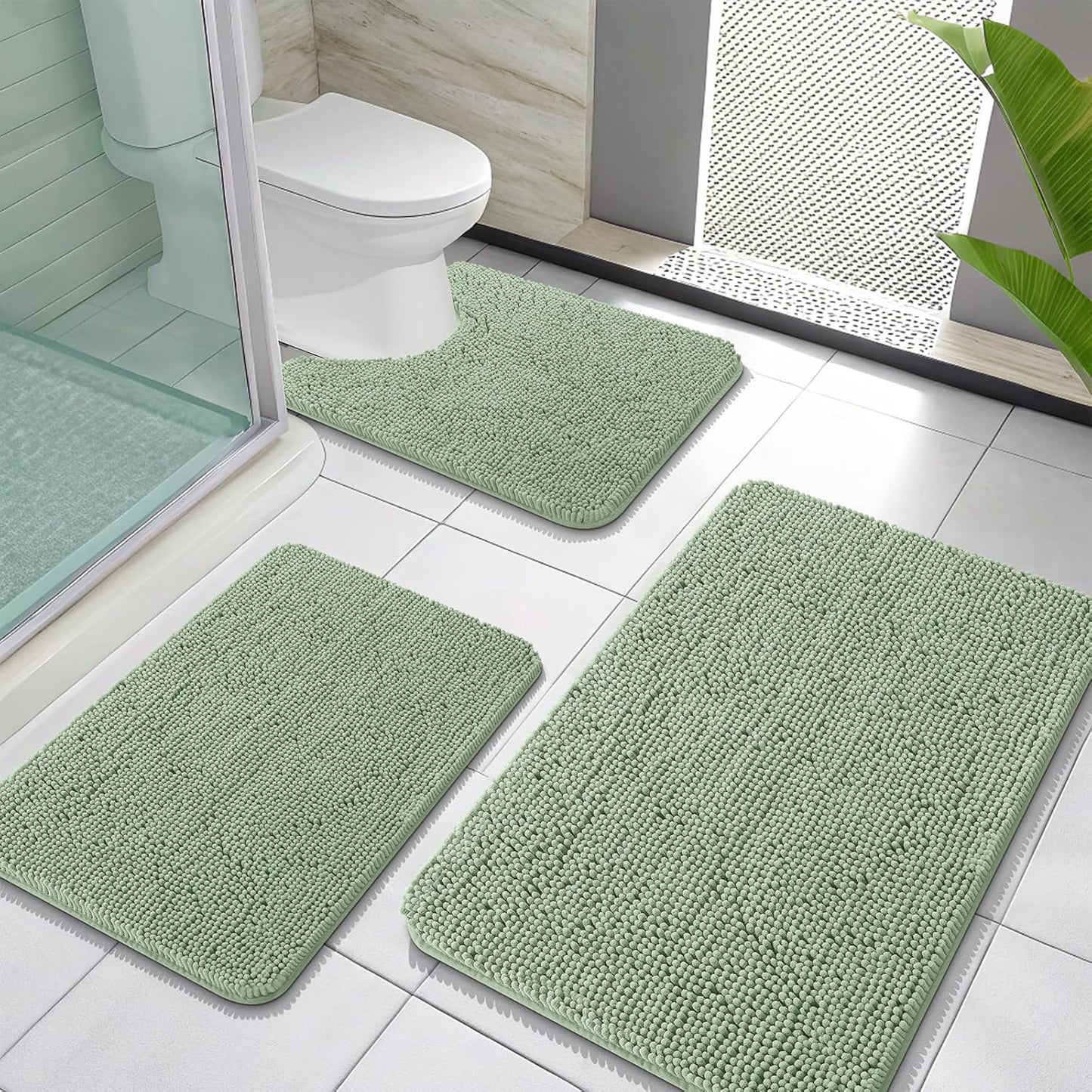 OLANLY Soft Chenille Bathroom Rugs Set for Ultimate Comfort