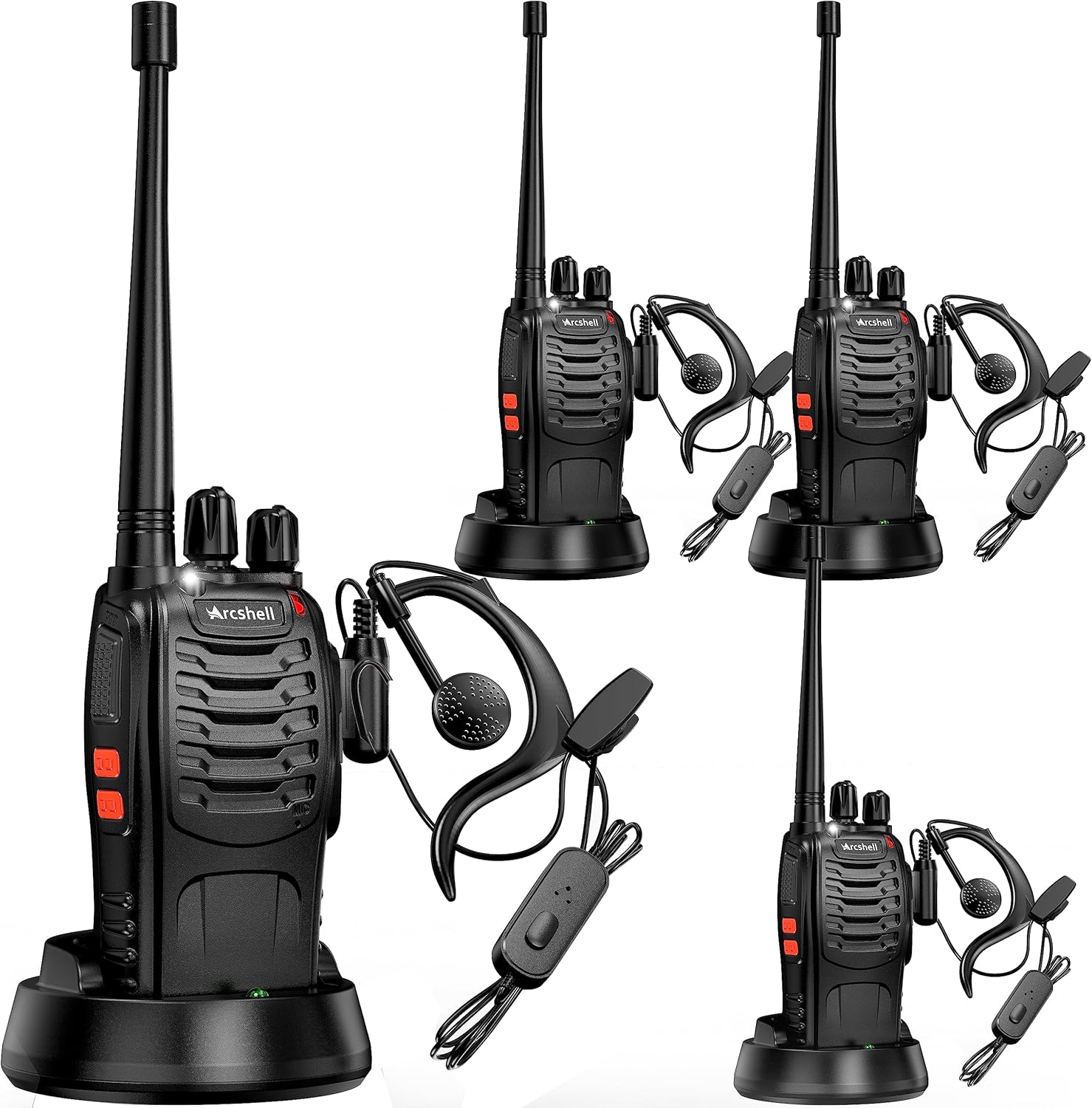 Rechargeable Long Range Two-Way Radios with Earpiece 4 Pack