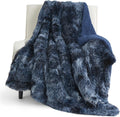 Bedsure GentleSoft Fuzzy Sherpa Twin Blanket Tie Dye Navy - Cozy Gift