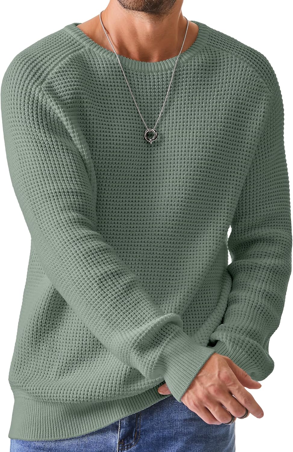 JMIERR Men's Crewneck Pullover Sweater for Casual Style