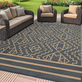 Reversible Plastic Patio Rug 6 ft x 9 ft - Durable Outdoor Mat