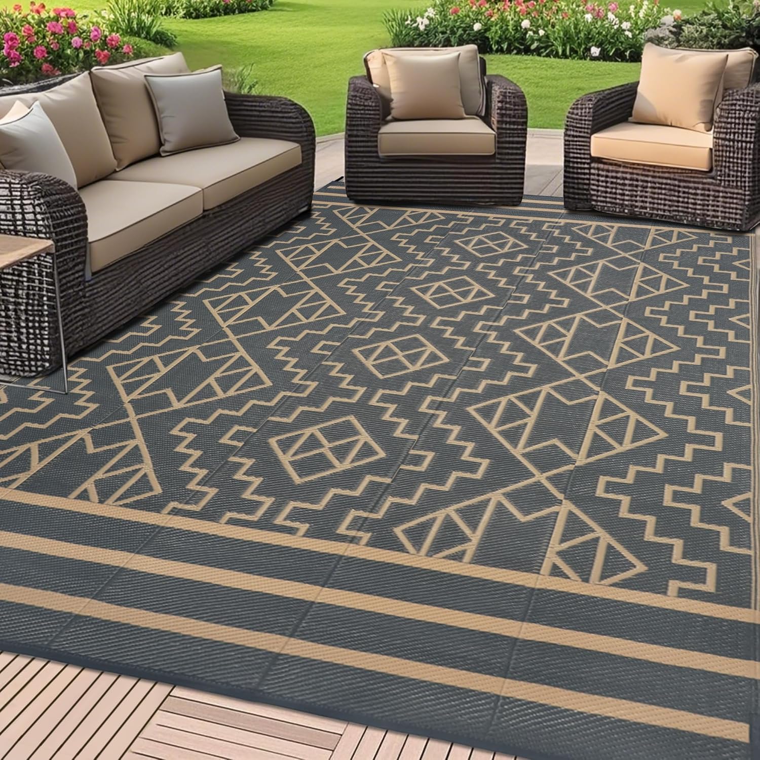 SAND MINE Reversible Mats for Outdoor and Indoor Use, 6ft x 9ft