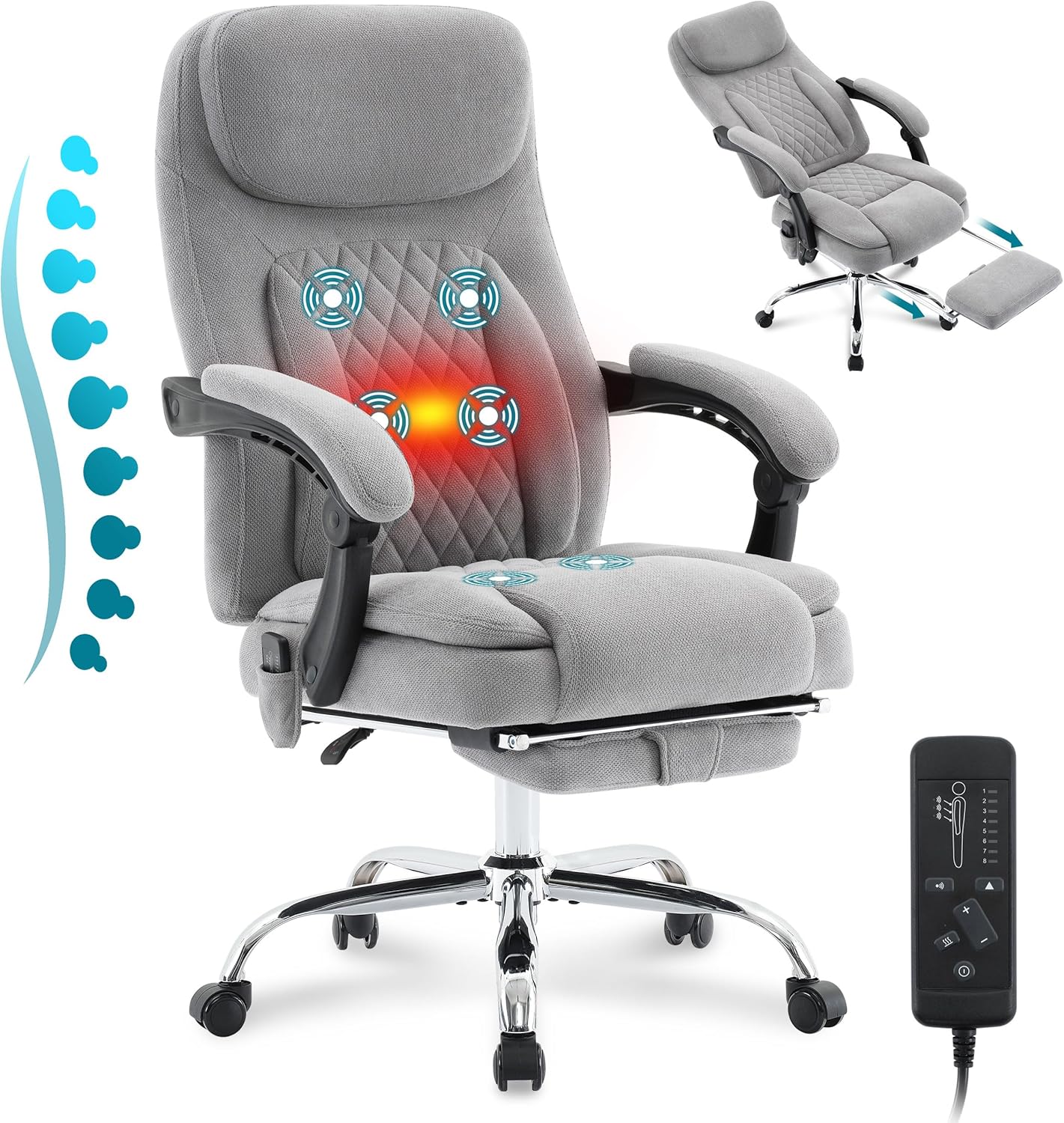 6-Point Massage Office Chair with Heated Ergonomic Design