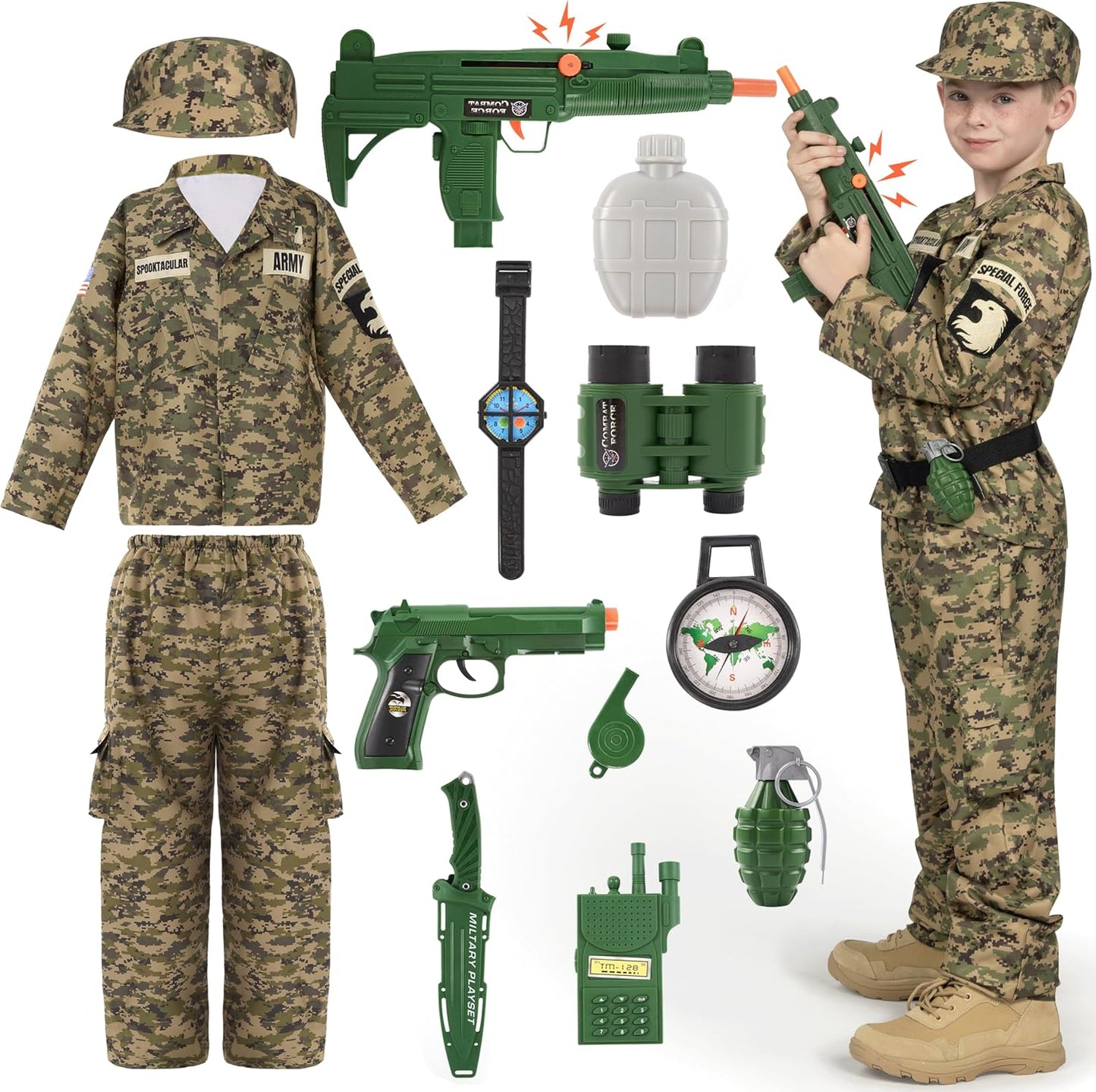 Spooktacular Creations Army Costume for Boys - Military Dress Up