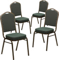 Green Patterned Fabric Stacking Banquet Chairs Set of 4 - Durable 500