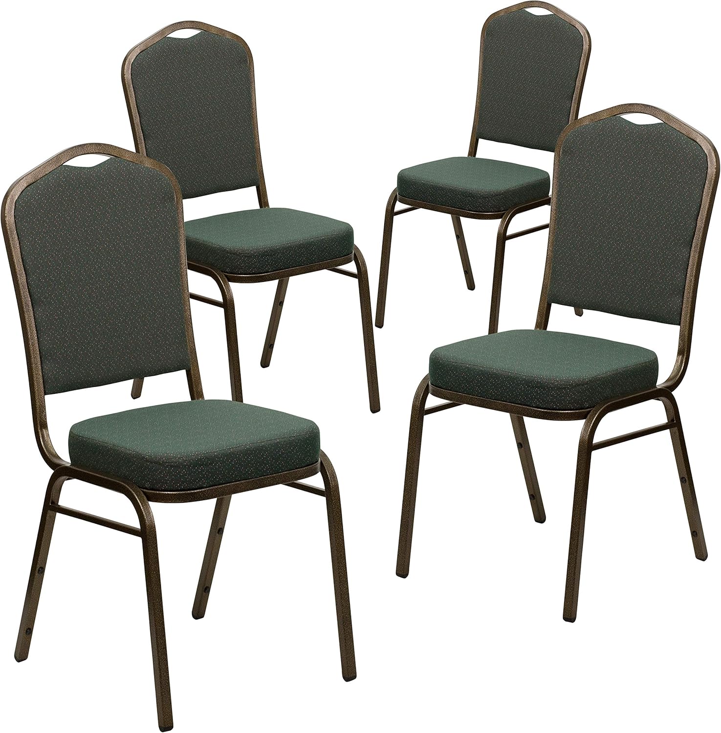 Elegant Green Patterned Stacking Banquet Chair Set of 4