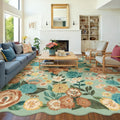 Washable Floral Area Rug 8x10 Green Living Room Carpet - Soft