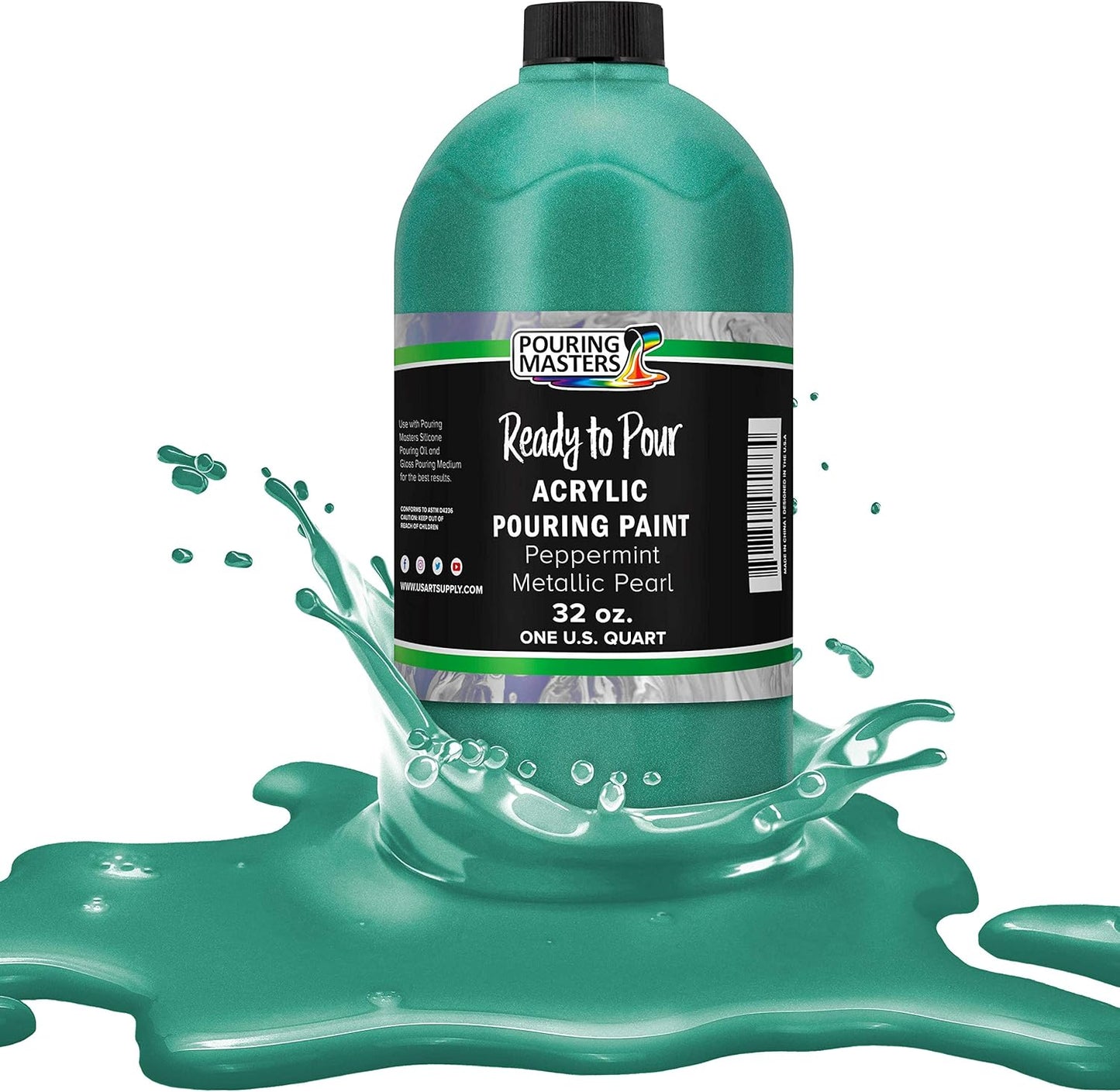 Pouring Masters Peppermint Metallic Pearl Acrylic Paint 32-Ounce