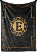 Mens Initial Throw Blanket - Soft 300GSM Flannel for Dad