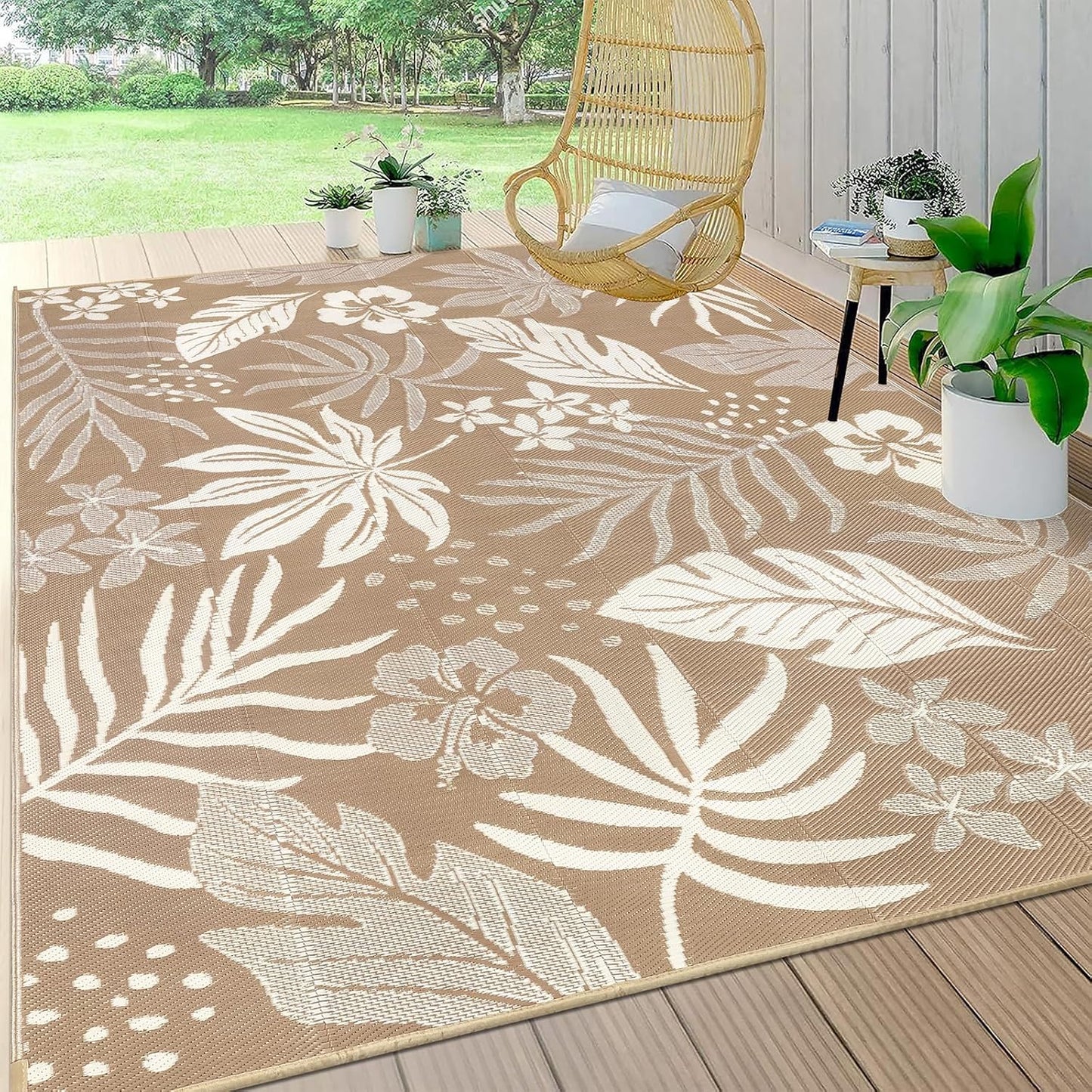 Pauwer Waterproof Outdoor Rug 8x10 for Patio and Camping