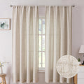 Short Linen Curtains Rod Pocket Semi Sheer Drapes - Natural Burlap