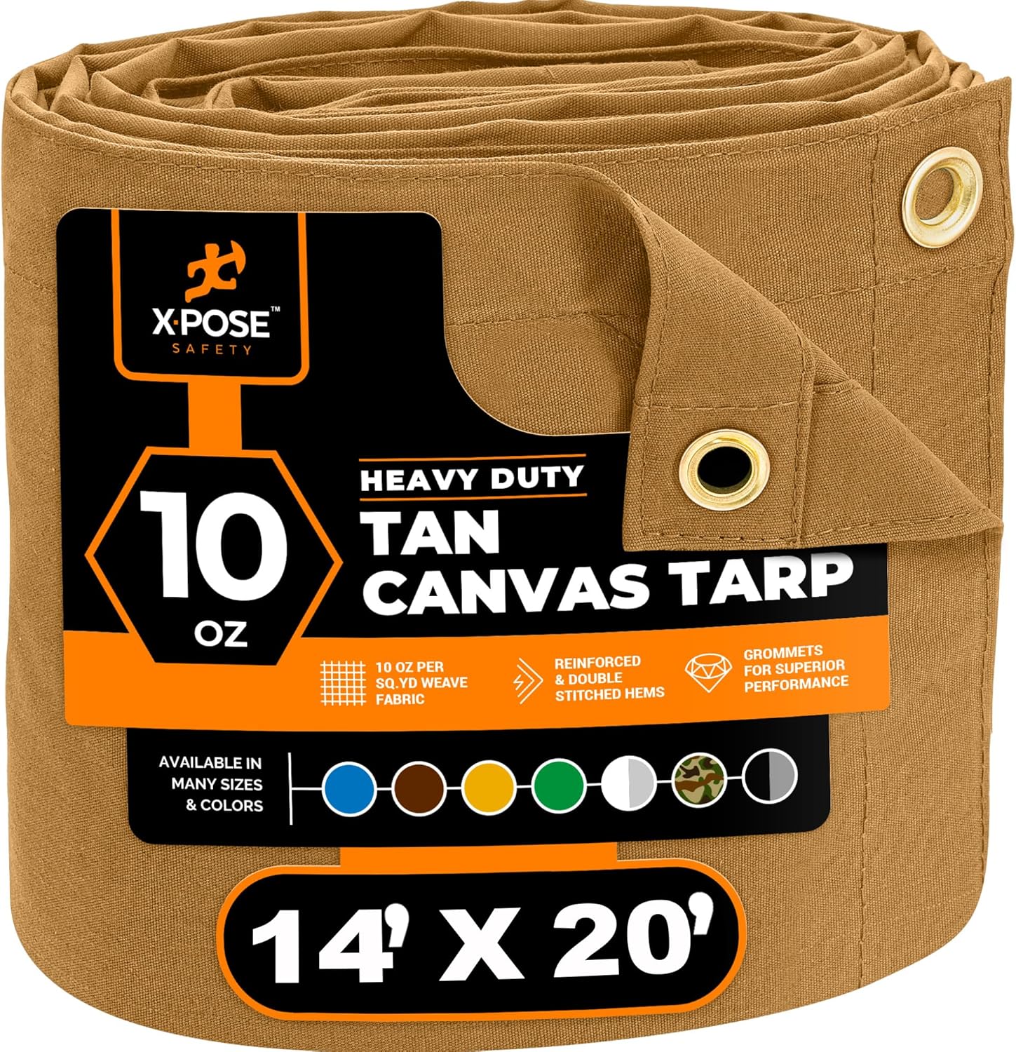 Xpose Safety Canvas Tarp - Heavy Duty Water Resistant 14ft x 20ft