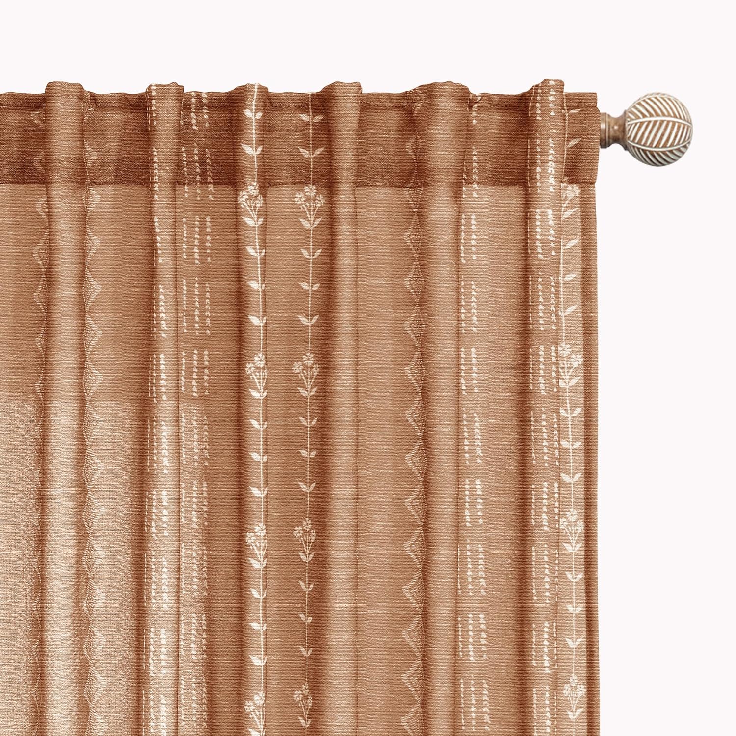 Retro Country Curtains 63 Inch Length for Living Room Decor