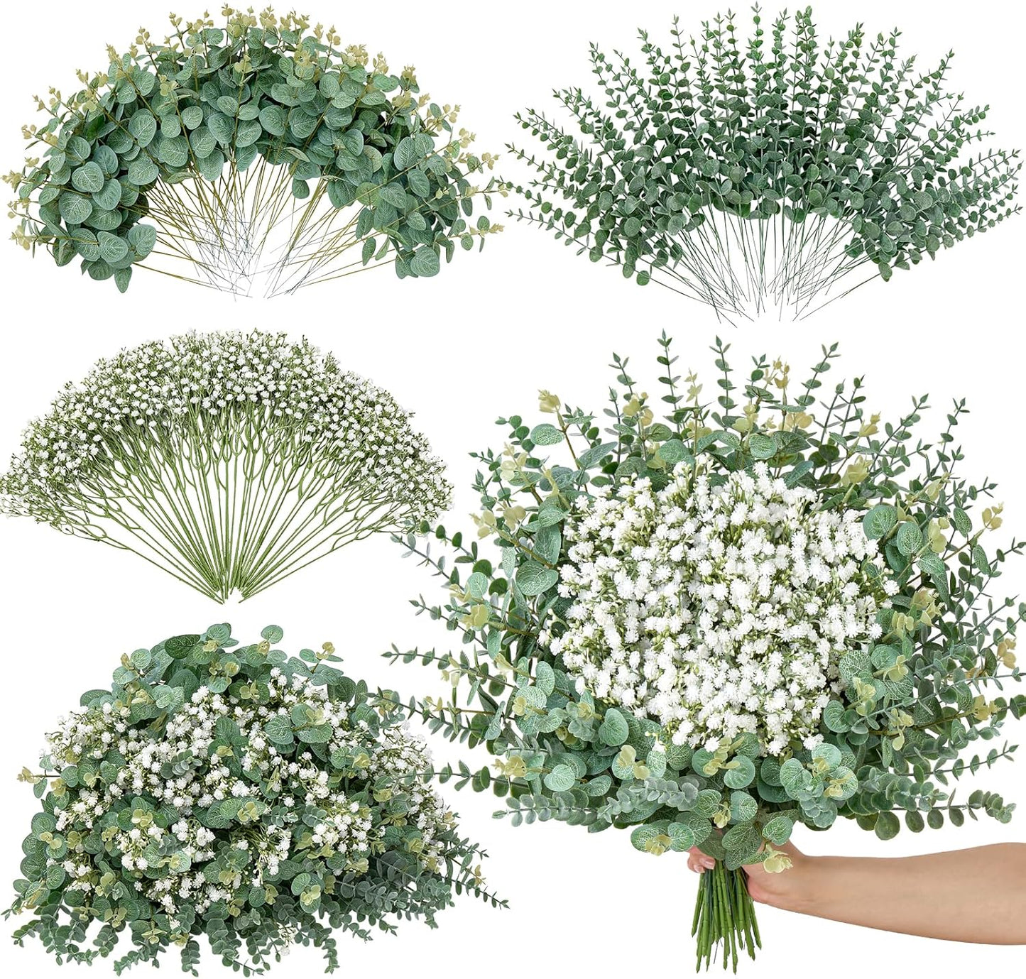 Mixed Artificial Eucalyptus Stems for Wedding DIY Bouquets