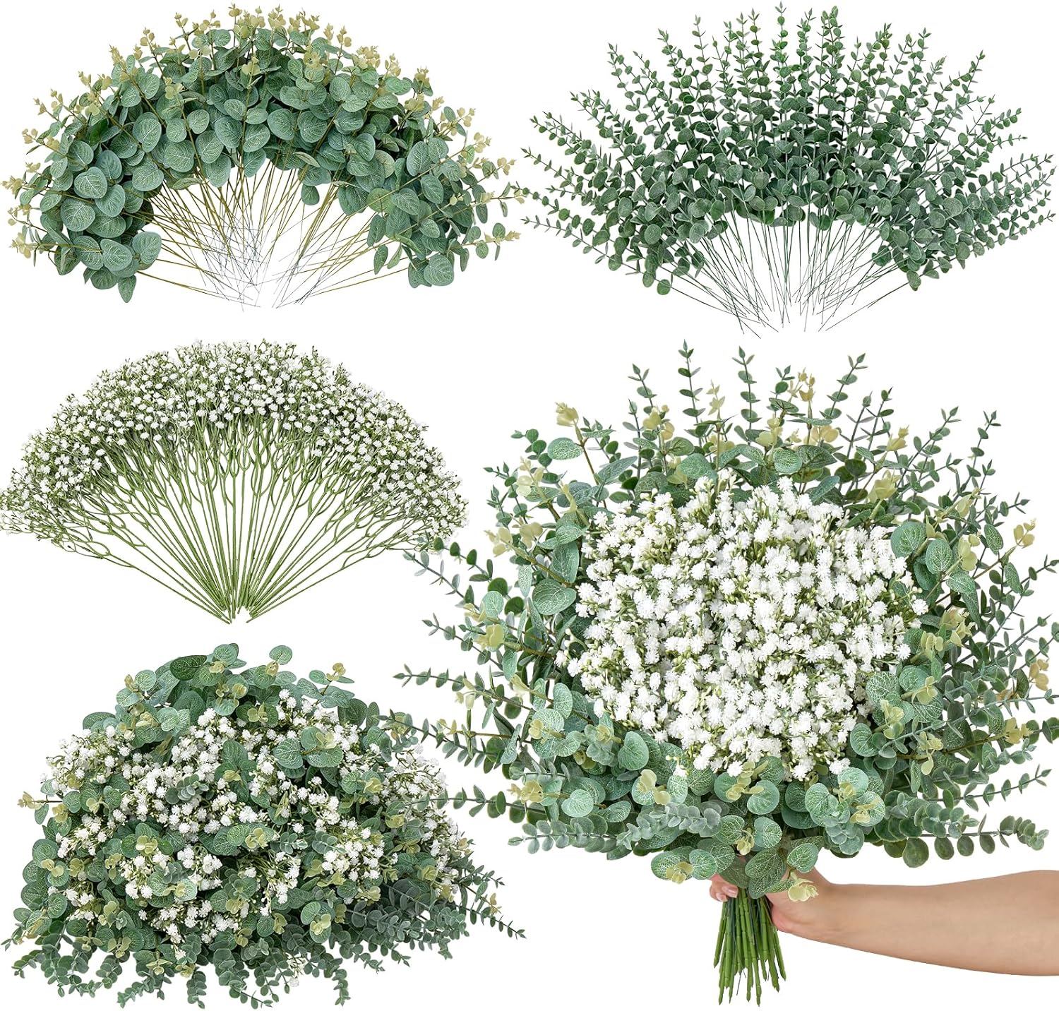 Mixed Artificial Eucalyptus Stems for Wedding DIY Bouquets