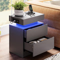 LIKIMIO Night Stand with Charging Station - Modern Grey Nightstand