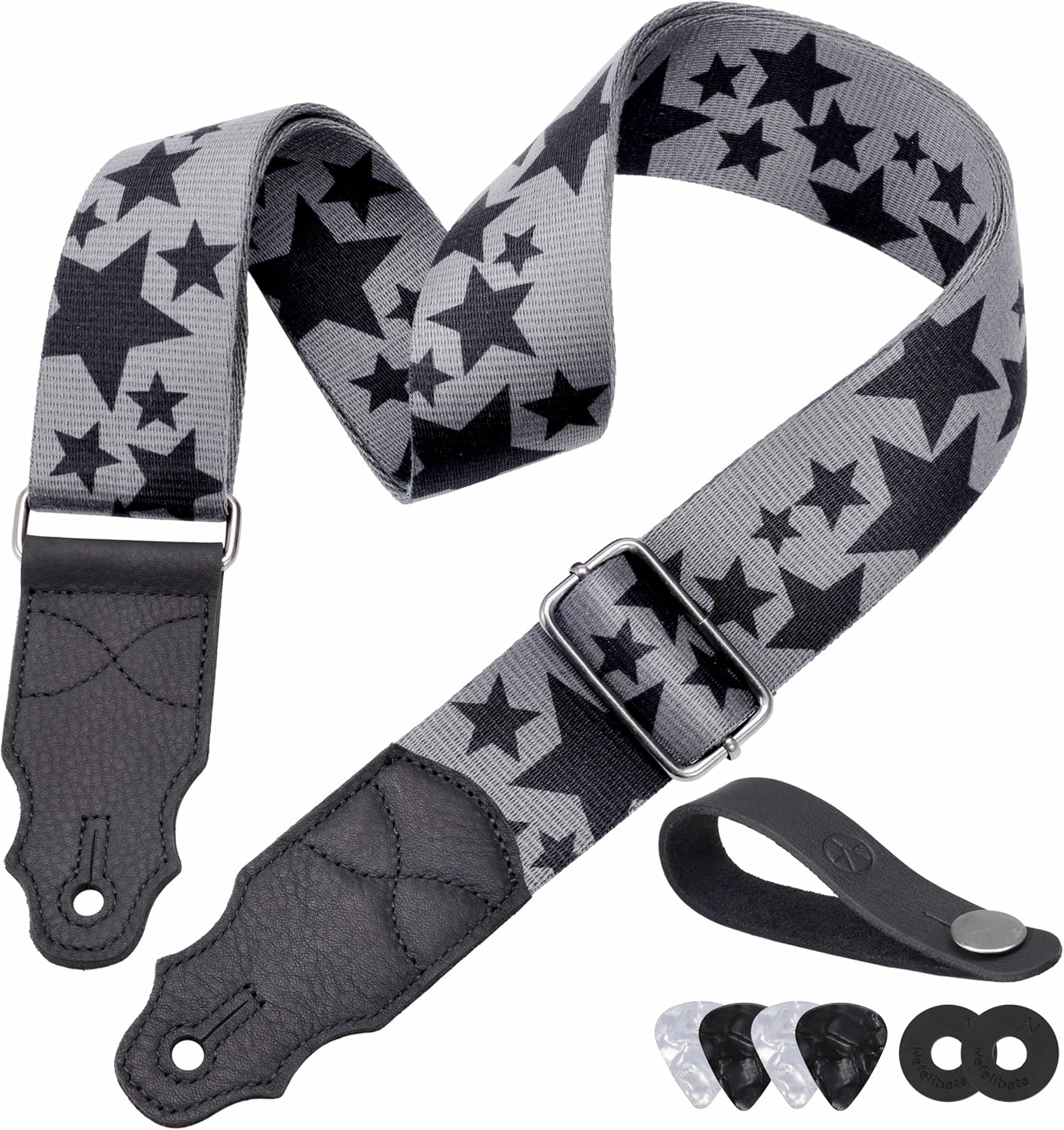 YIKOKO Guitar Strap - Cowhide Leather End, Free Accessories