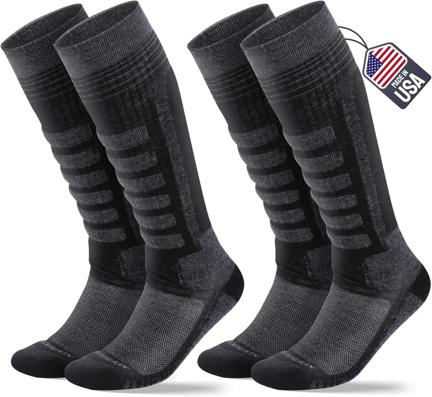 USA-Made Merino Wool Ski Socks - All-Day Comfort!