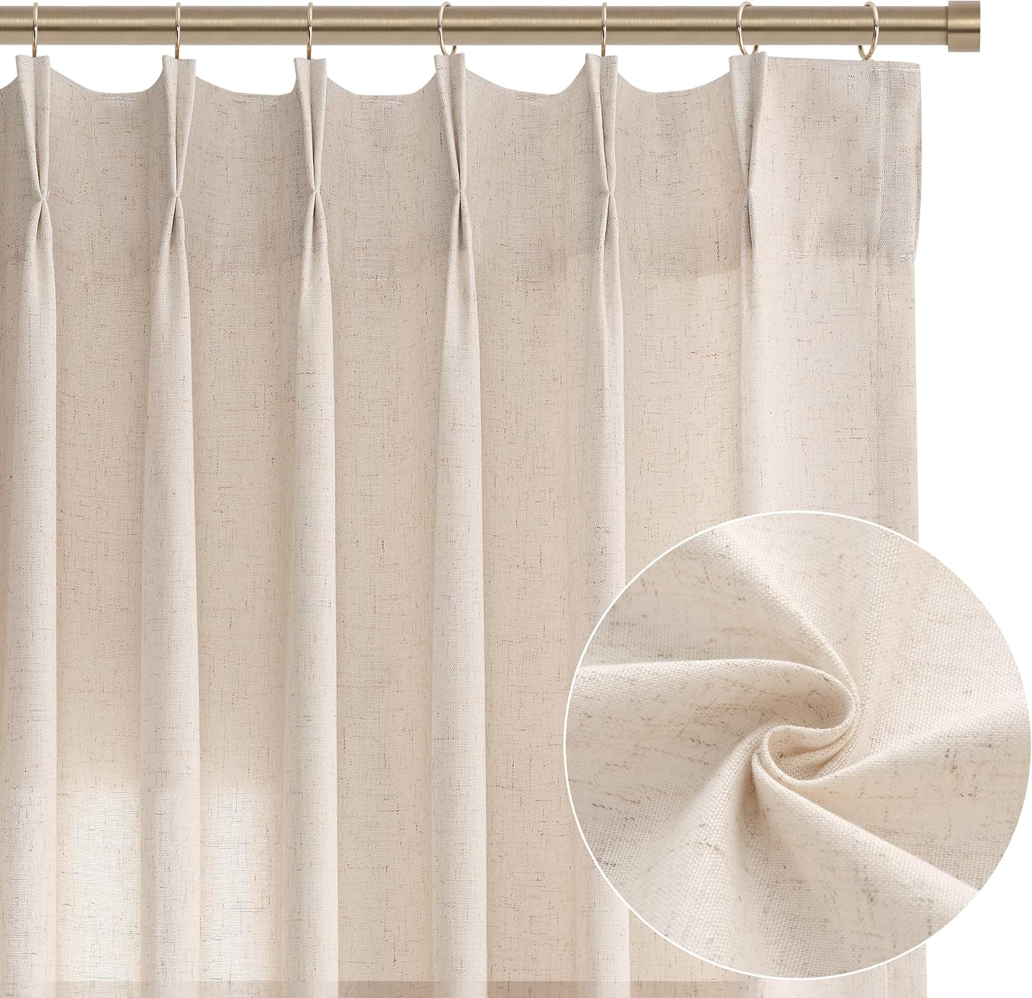 Pinch Pleat Curtains 102 Inch Long for Living Room and Bedroom