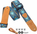 Vintage Blue Yellow Embroidery Guitar Strap - Nefelibata