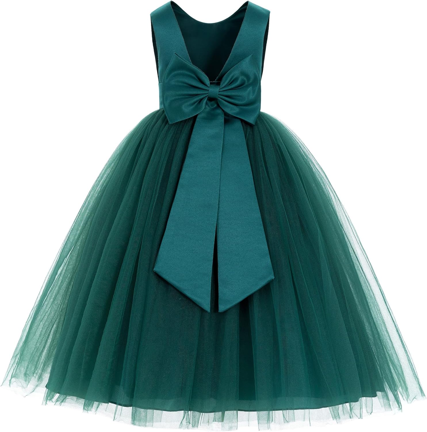 Elegant V-Back Satin Flower Girl Dress for Special Occasions