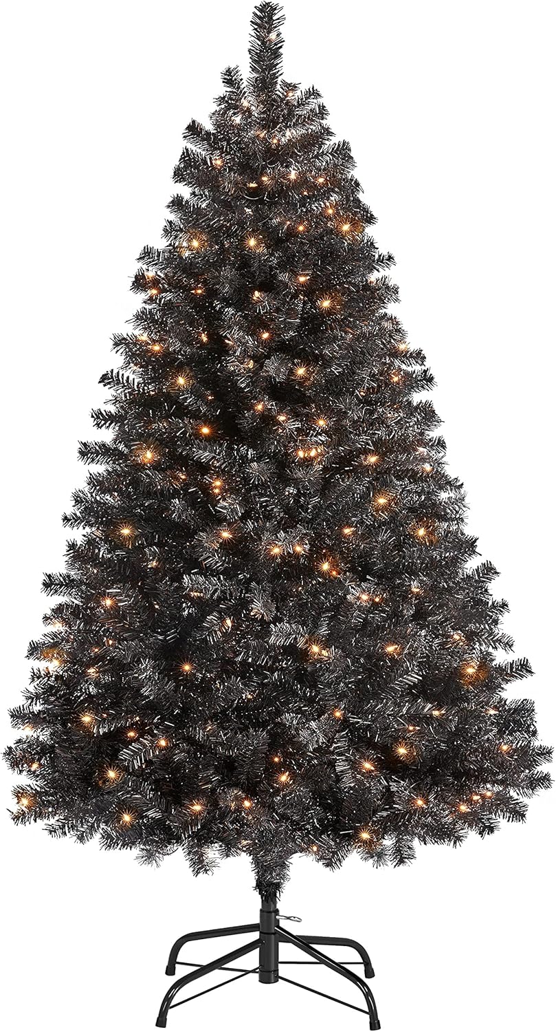 Pre-lit Halloween Black Spruce Artificial Christmas Tree 4.5ft