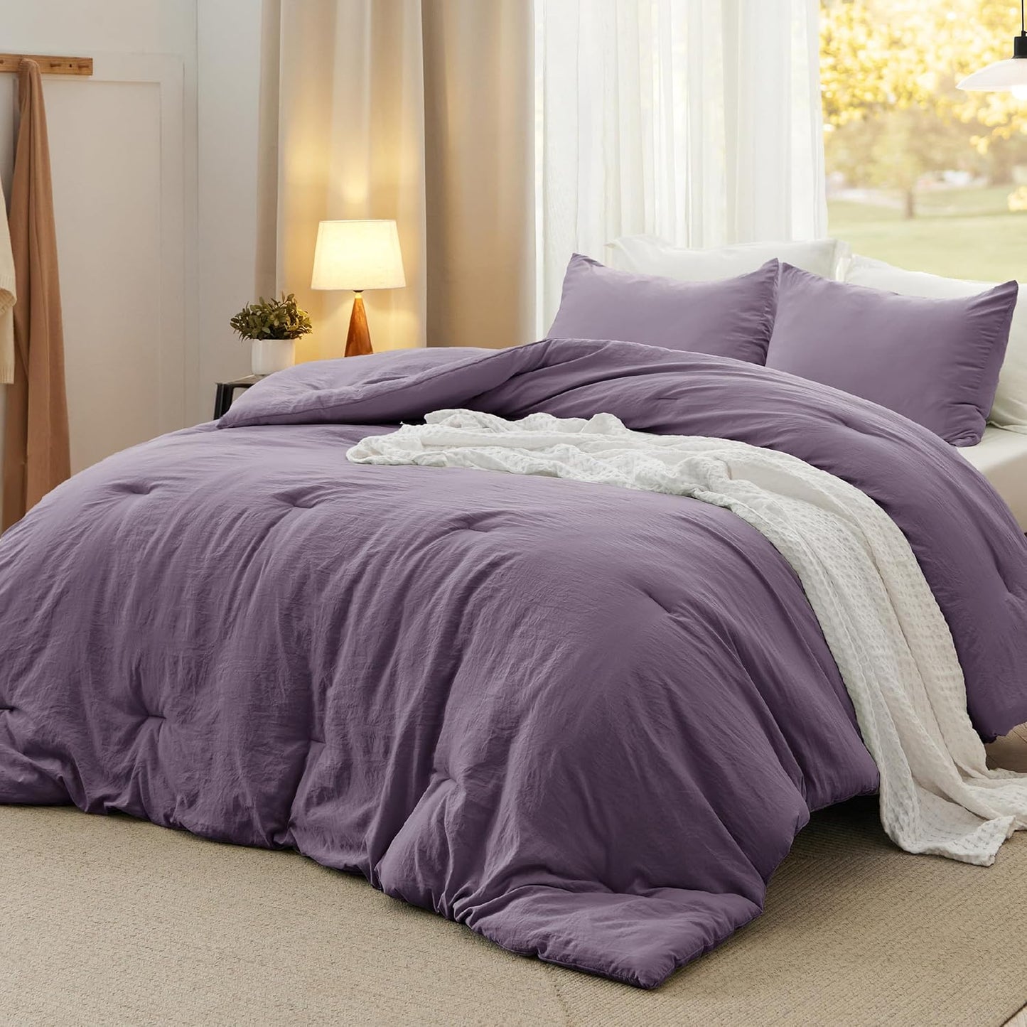 Bedsure Oversized King Comforter Set for All Seasons in Grayish Purple