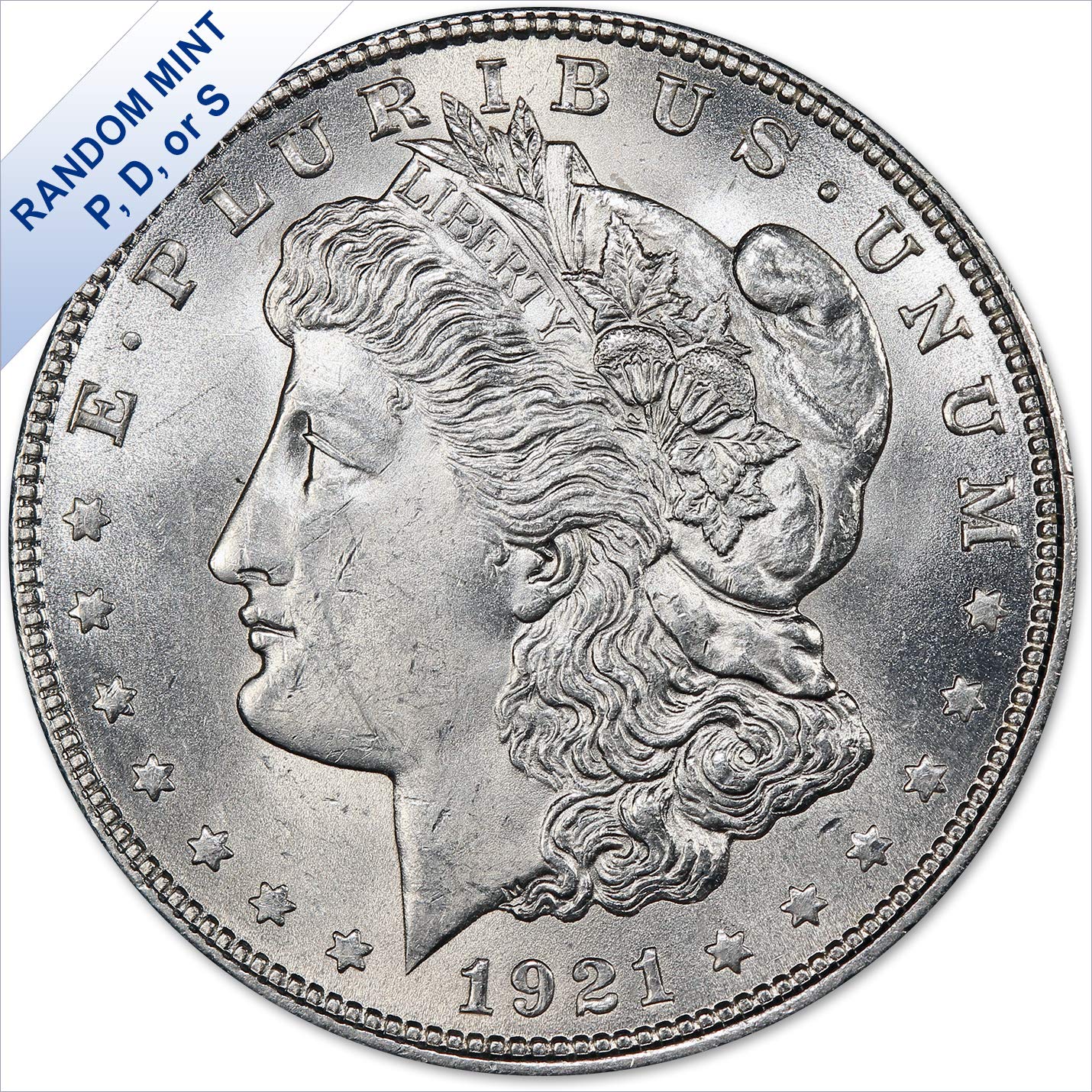1921 Morgan Silver Dollar Brilliant Uncirculated with Holder