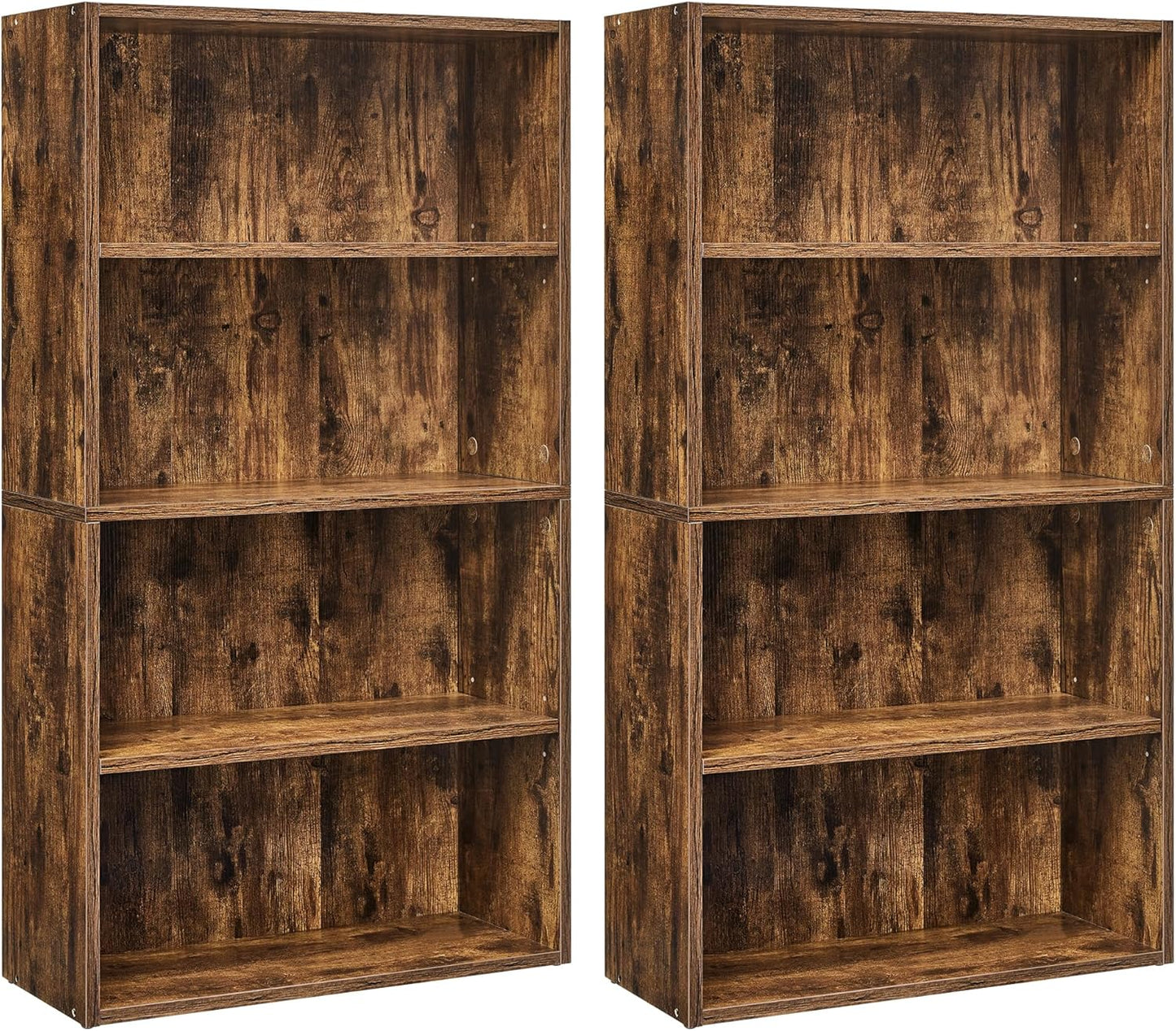 VASAGLE 4-Tier Bookshelves Set of 2 Rustic Brown 23.6ftin