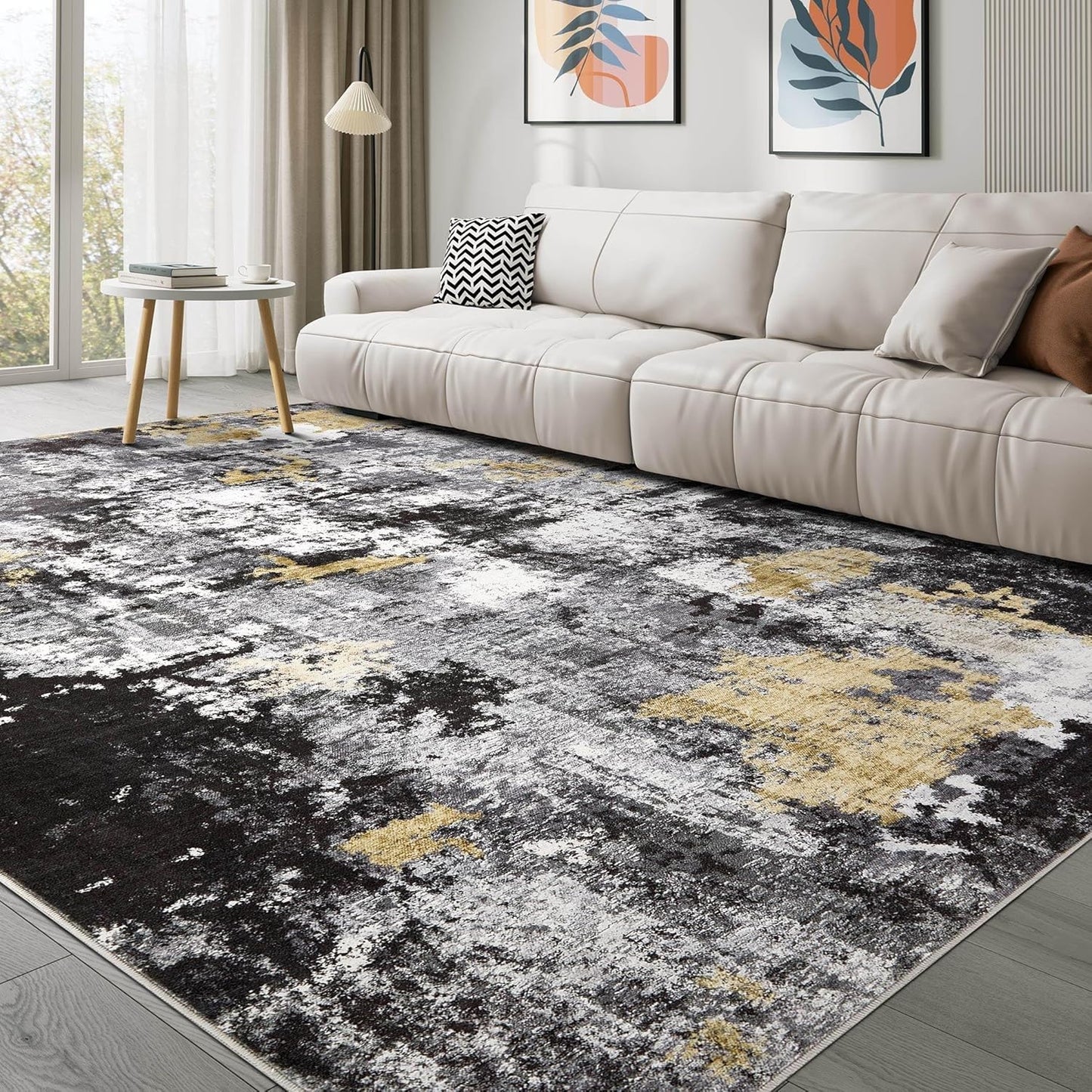 Washable Rug 8x10 Area Rugs for Living Room - Modern Abstract