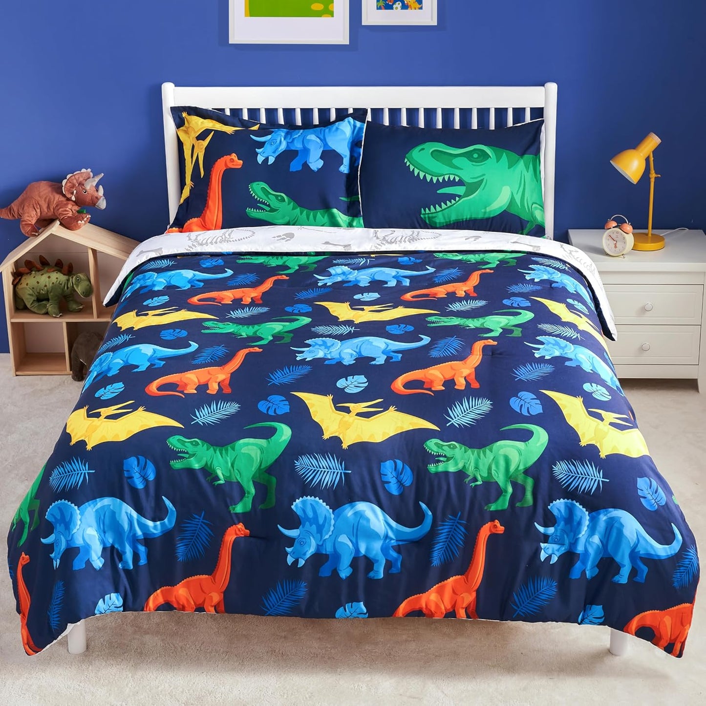 Joiedomi Kid Twin Comforter Set with Dinosaur Design for Kids
