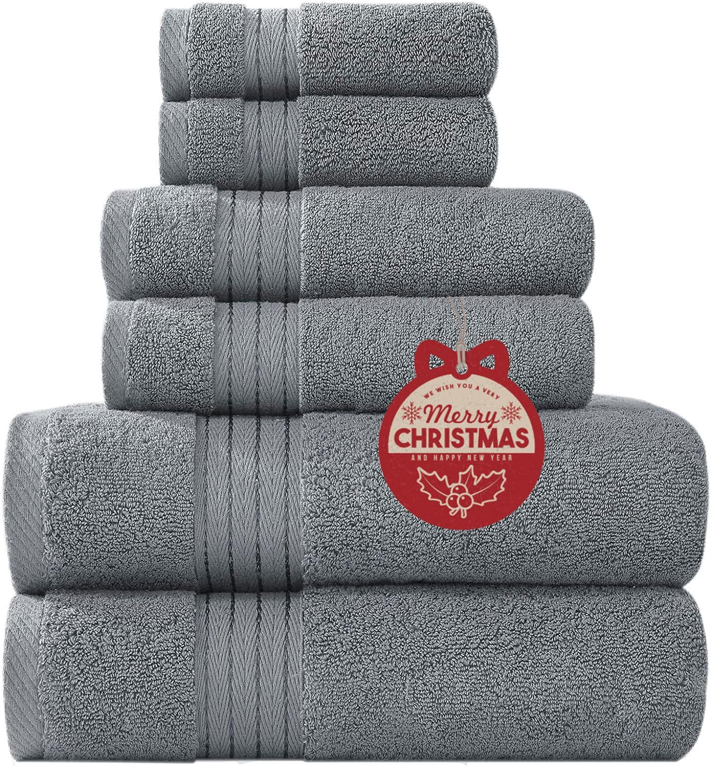 COZYART Grey Bath Towel Set 6pcs - Soft Absorbent Luxury Towels