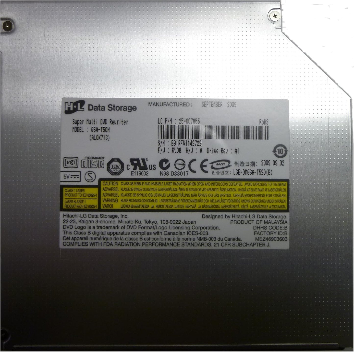 HL GSA-T50N SATA DVD Burner for Toshiba and Acer Laptops