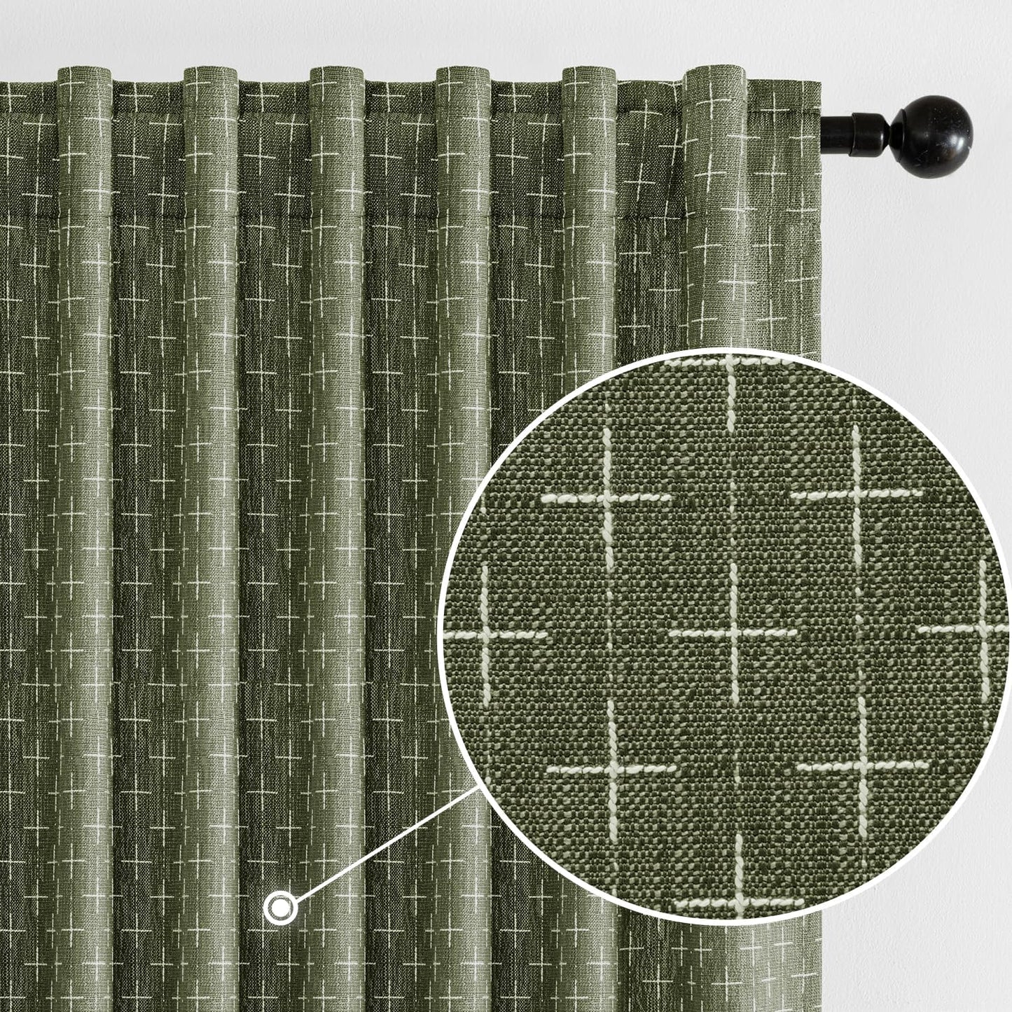 MIULEE Decorative Back Tab Linen Curtains for Modern Homes