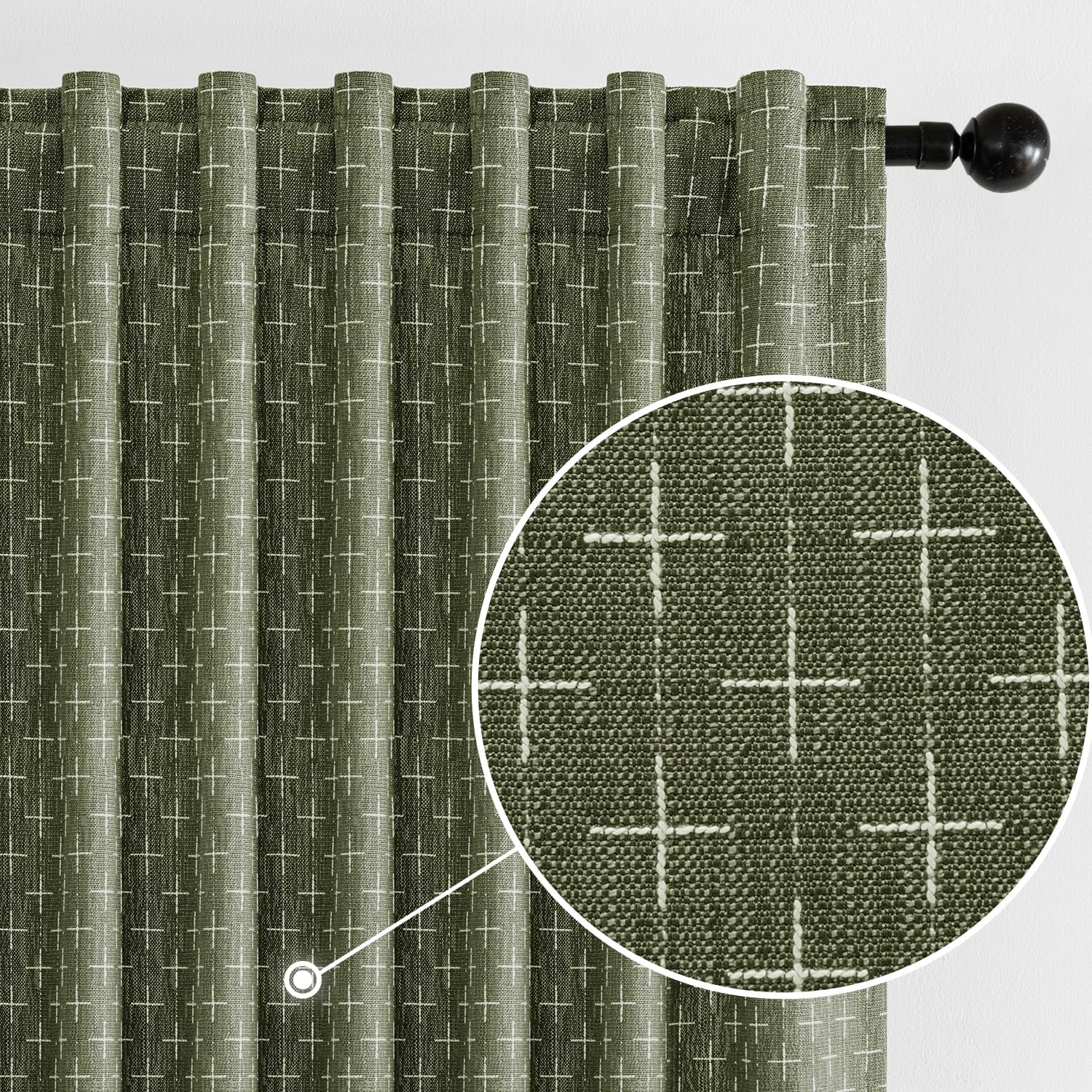MIULEE Decorative Back Tab Linen Curtains for Modern Homes