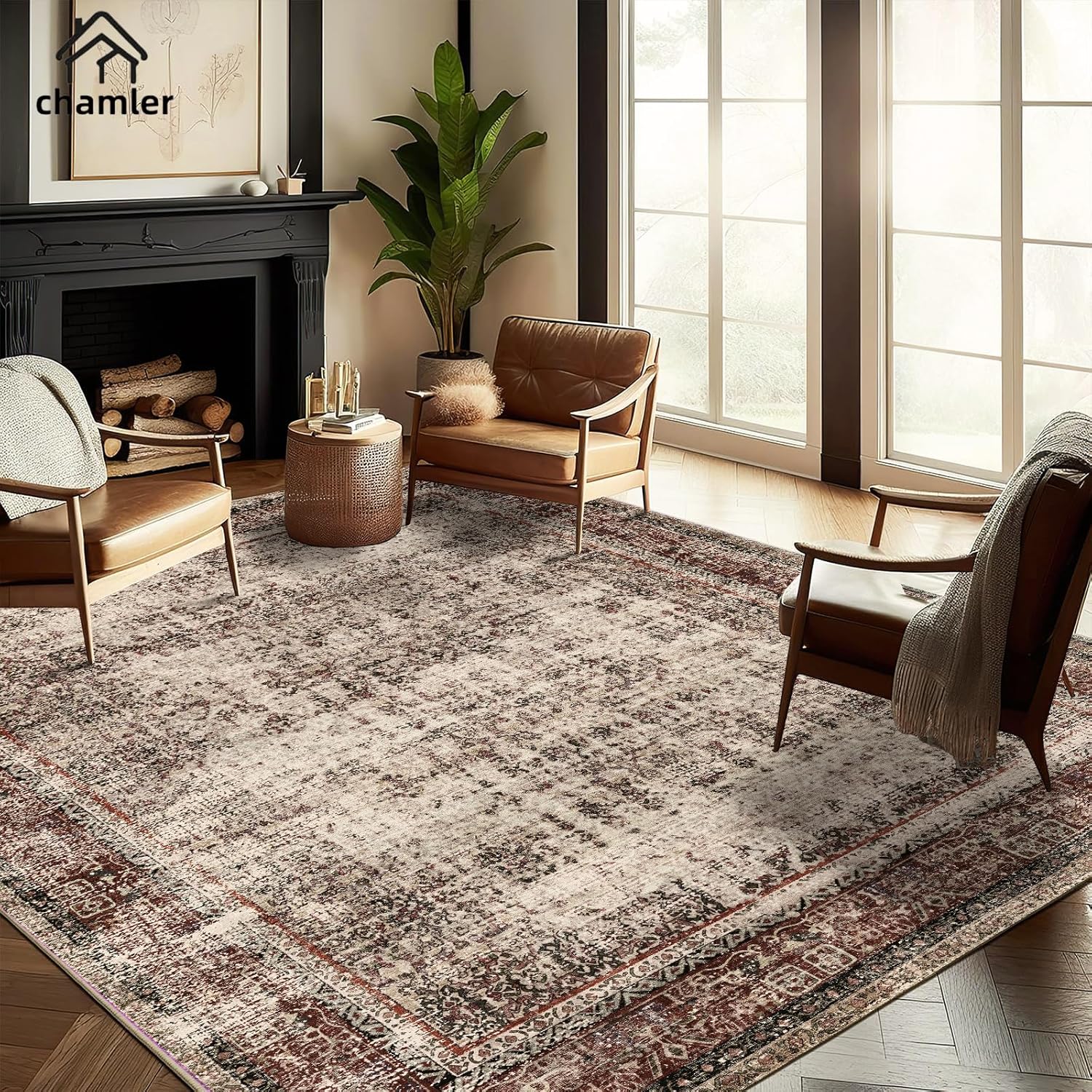 9x12 Washable Area Rug Boho Chic Medallion Design for Home