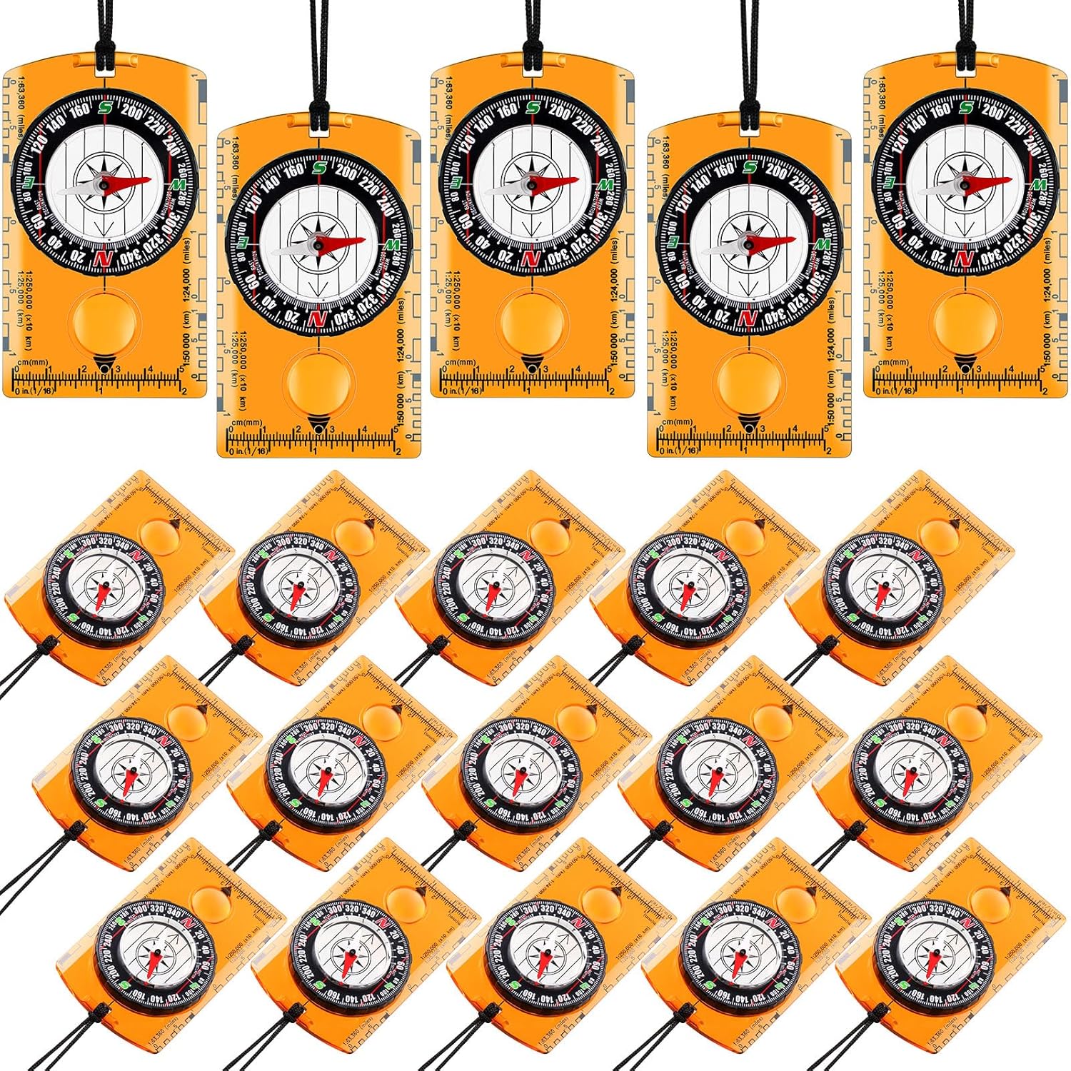 Outdoor Navigation Pack: 20 Orienteering Compasses for Hiking
