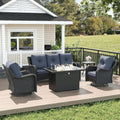 LayinSun 5 Piece Wicker Outdoor Furniture Set with Fire Pit Table