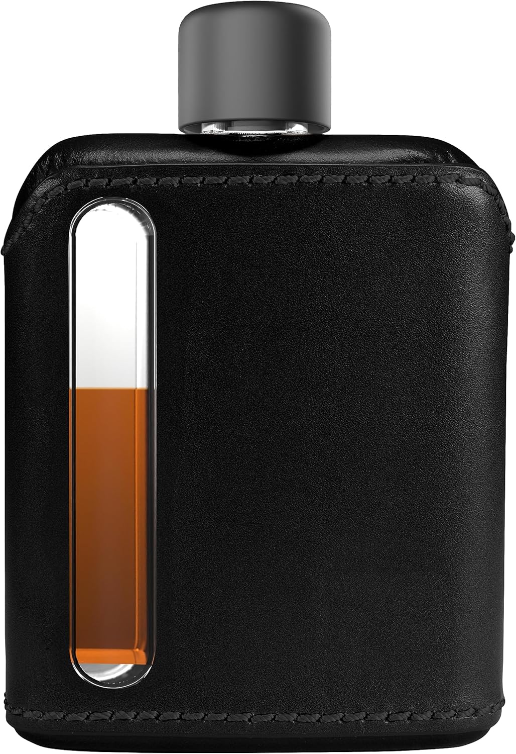 Ragproper Modern Glass Hip Flask - Elegant Leather Covered Flask