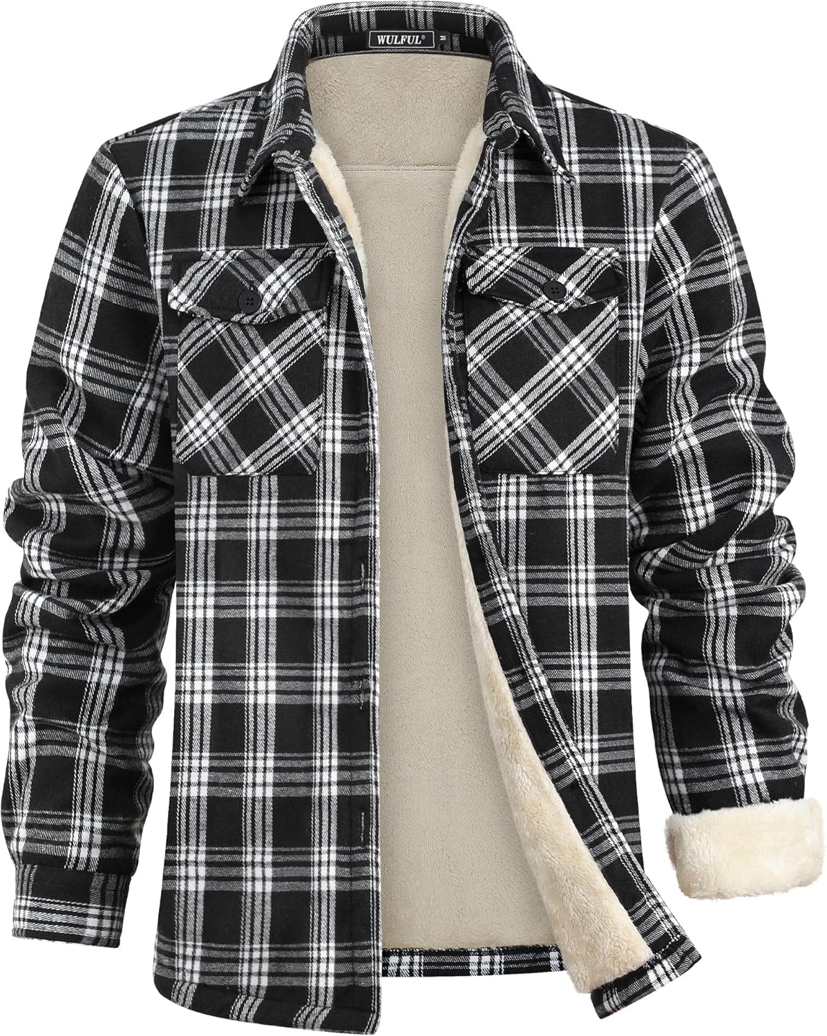 WULFUL Men's Flannel Fleece Jacket for Winter Warmth and Style