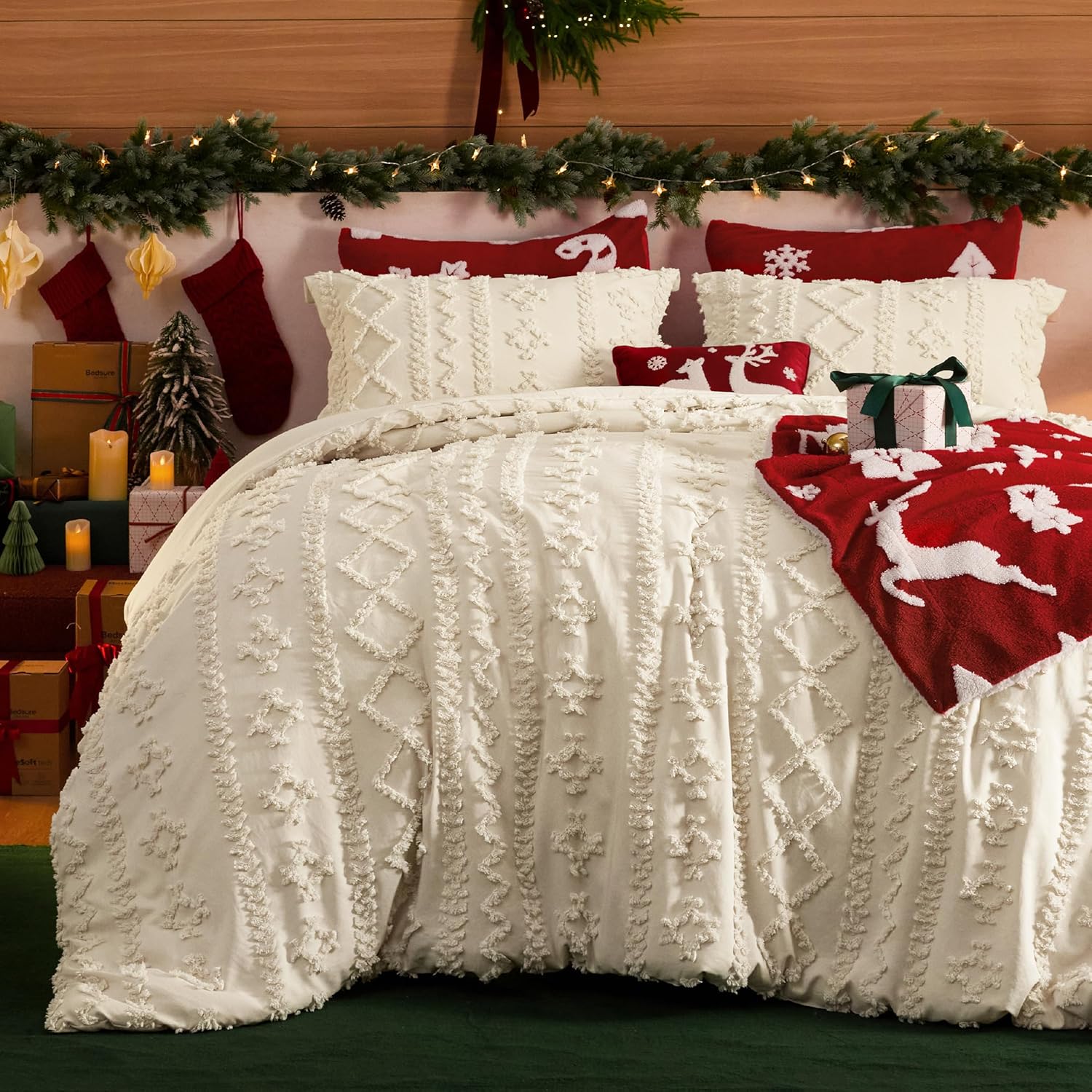 Bedsure Tufted Boho Comforter Set King Size for Cozy Elegance