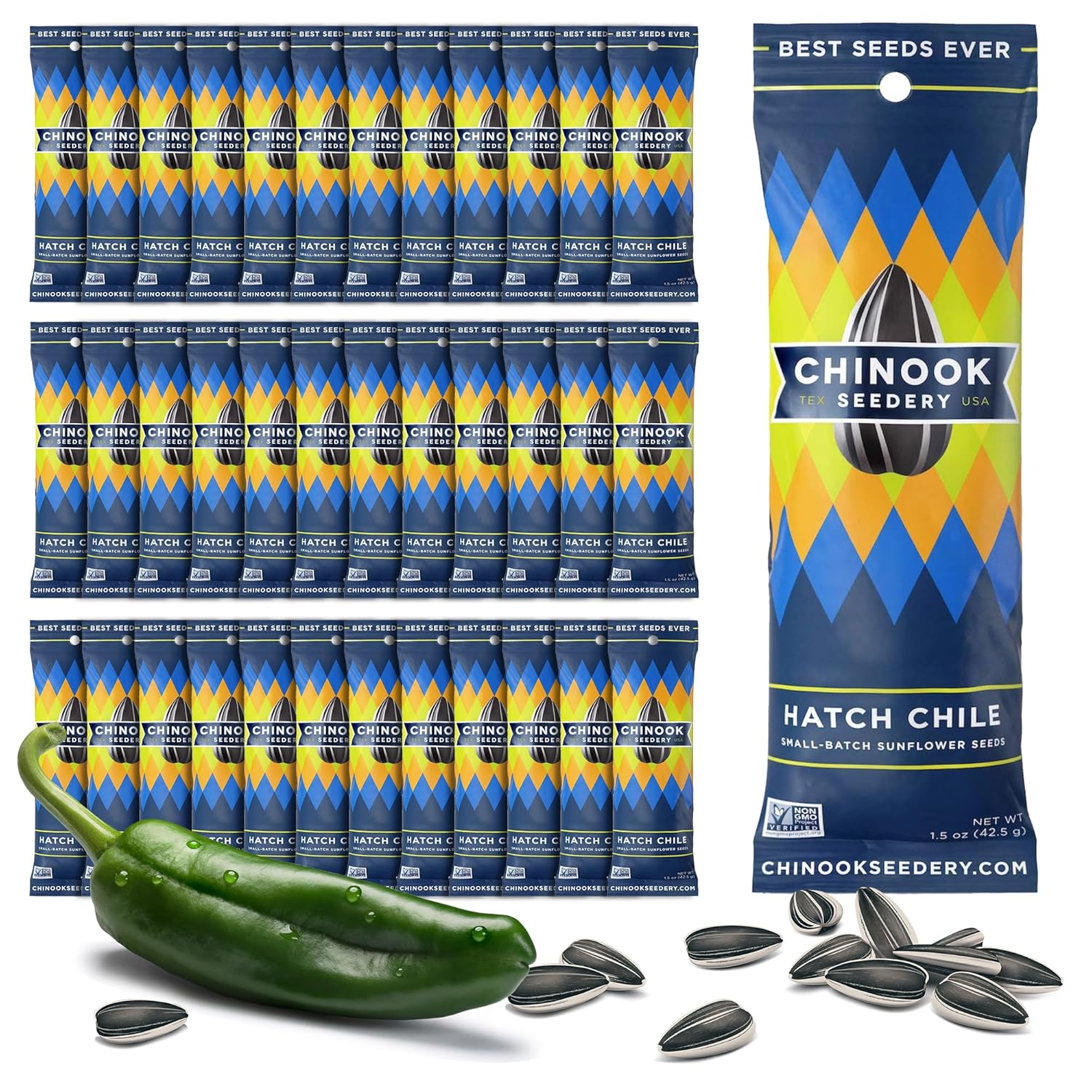 Chinook Seedery Low Sodium Sunflower Seeds Hatch Chile Flavor