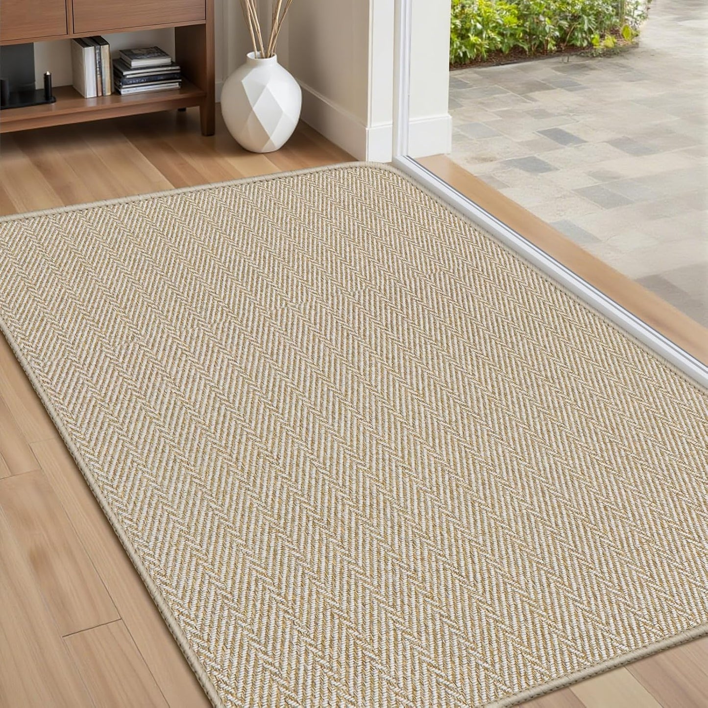 Ultra Thin Door Mat Indoor Entrance with Unique Herringbone Design